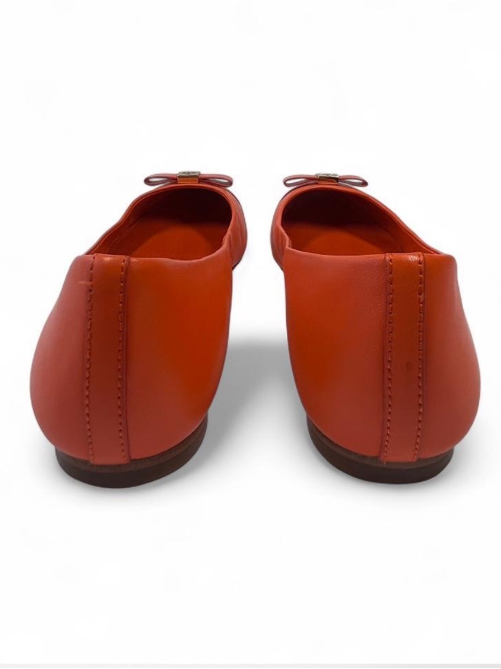 Tory Burch Hugo Pointy-Toe Ballet Flats in the vibrant orange, "Tiger Lily" 10.5 - Picture 3 of 11